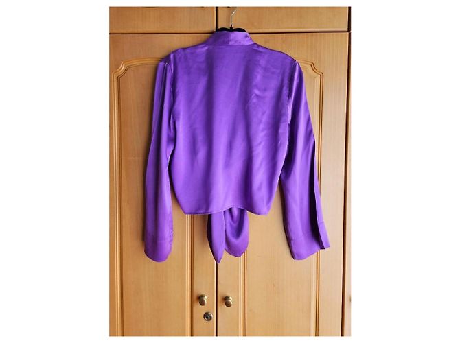 Top Maison Michel de seda charmeuse morado anudado Púrpura - vista 3