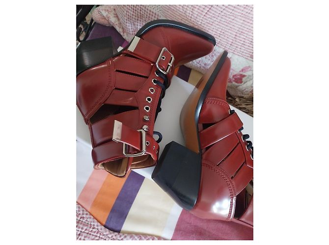 Botines Chloé de piel rojo oscuro Burdeos - vista 10