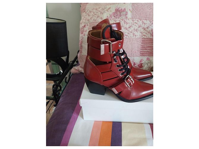 Botines Chloé de piel rojo oscuro Burdeos - vista 11