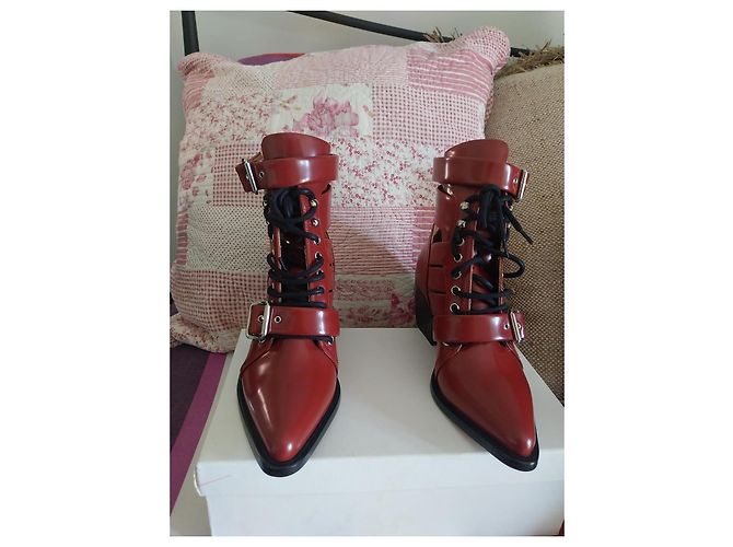 Botines Chloé de piel rojo oscuro Burdeos - vista 2