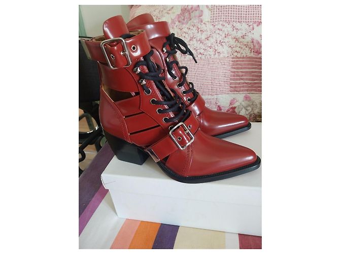 Botines Chloé de piel rojo oscuro Burdeos - vista 3