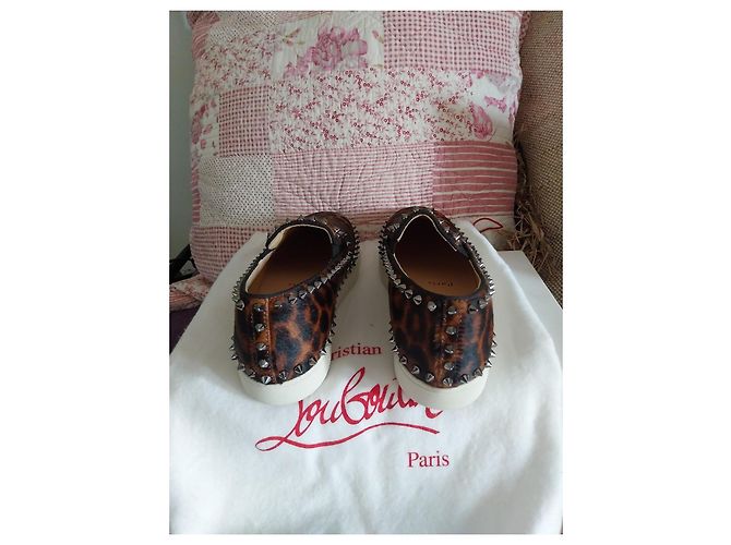 Sneakers Christian Louboutin in pelle leopardate - vista 7