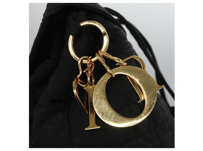 Christian Dior Zaino Lady Dior in nylon nero e oro Auth 113919 D'oro - vista 11