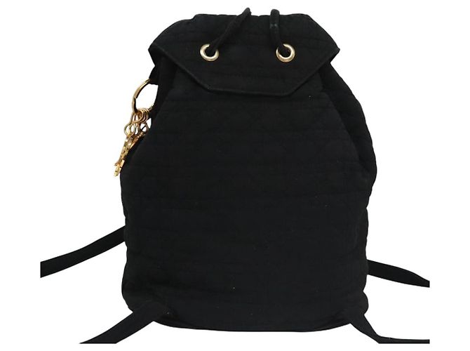 Christian Dior Zaino Lady Dior in nylon nero e oro Auth 113919 D'oro - vista 2
