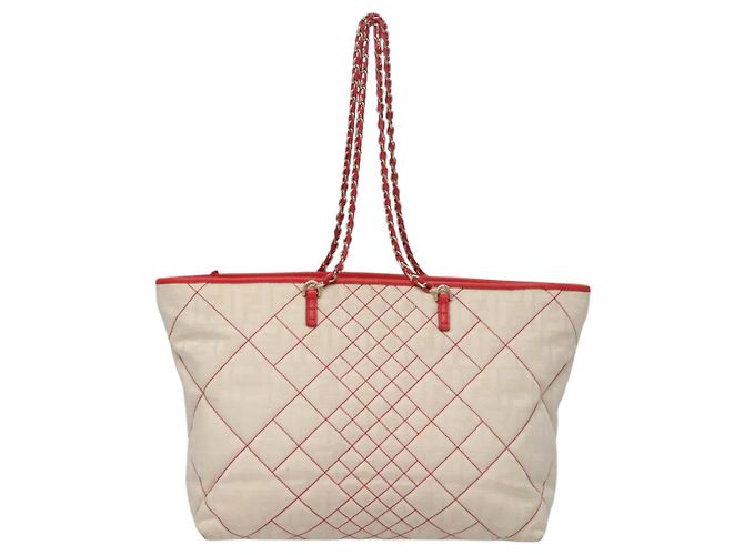 FENDI Zucca Canvas Tote Bag Beige Auth 99179 - Ansicht 13
