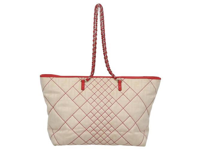 FENDI Zucca Canvas Tote Bag Beige Auth 99179 - Ansicht 2