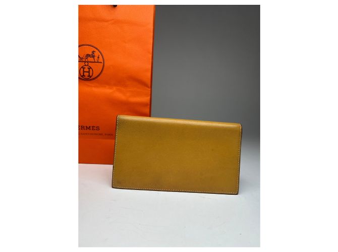 Hermès Vintage Hermes Paris Leder ID-Halter Gelb - Ansicht 10