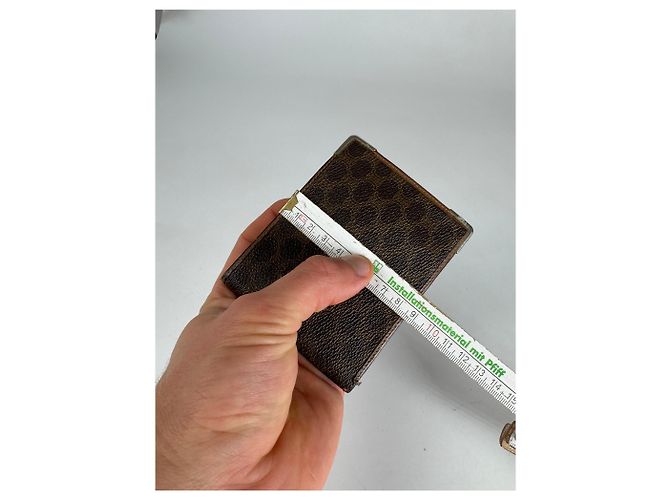 Céline Vintage Celine Paris Leather Monogram Card Holder Brown - view 11