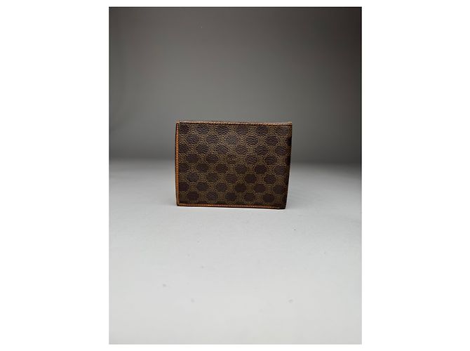 Céline Vintage Celine Paris Leather Monogram Card Holder Brown - view 3