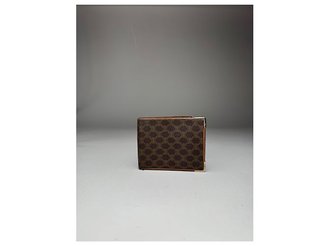 Céline Vintage Celine Paris Leather Monogram Card Holder Brown - view 8