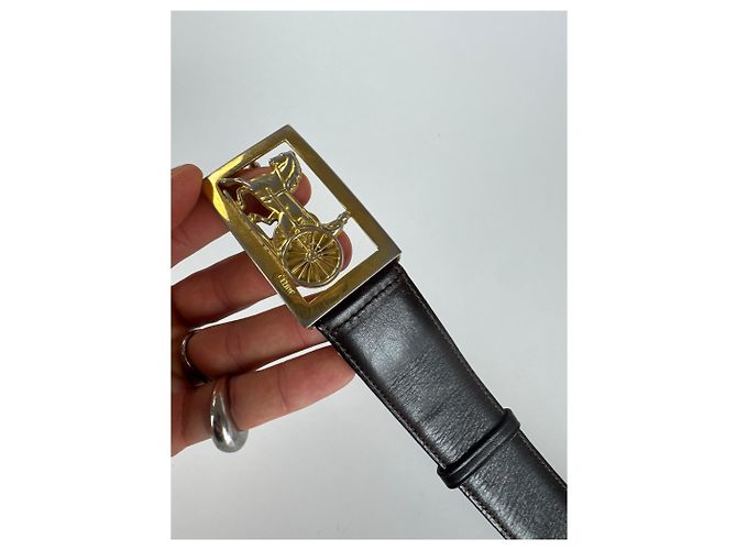 Céline Vintage Celine Paris Leder Gürtel Schwarz - Ansicht 7