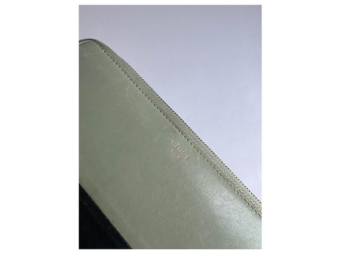 Céline Vintage Celine Triomphe Leather Wallet Green Black - view 9