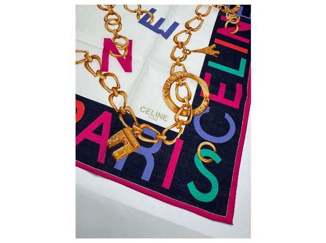 Céline Foulard in seta vintage Celine Paris Multicolore - vista 2