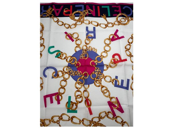 Céline Foulard in seta vintage Celine Paris Multicolore - vista 3
