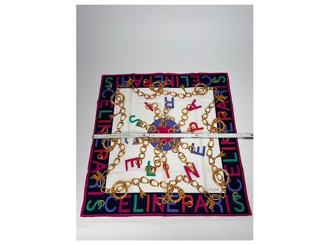 Céline Foulard in seta vintage Celine Paris Multicolore - vista 5
