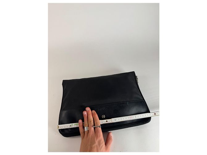 Triomphe Céline Clutch in pelle vintage Celine Paris nera Nero - vista 10
