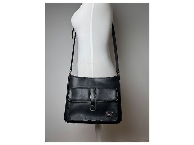 Vintage Courreges Paris Leder Tasche Schwarz - Ansicht 14
