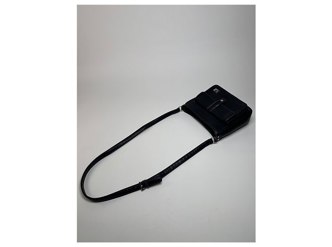 Vintage Courreges Paris Leder Tasche Schwarz - Ansicht 5