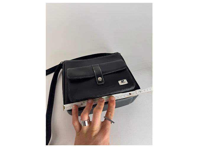 Vintage Courreges Paris Leder Tasche Schwarz - Ansicht 7