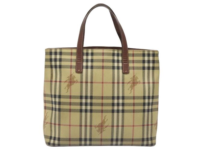 Borsa Tote Burberry Nova Check in pelle PVC beige Auth 113447 - vista 13
