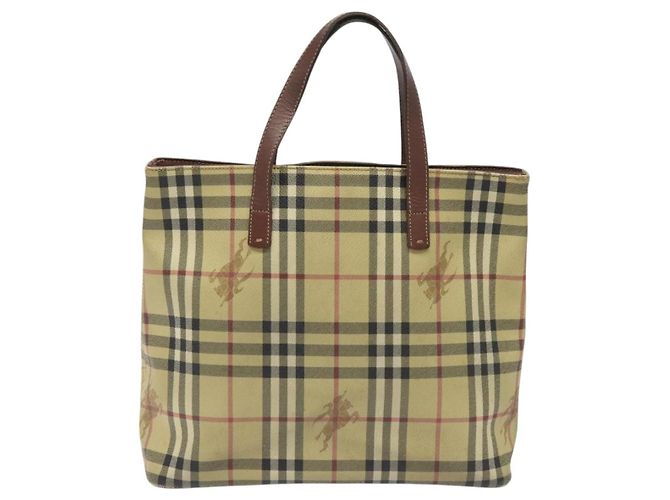 Borsa Tote Burberry Nova Check in pelle PVC beige Auth 113447 - vista 2