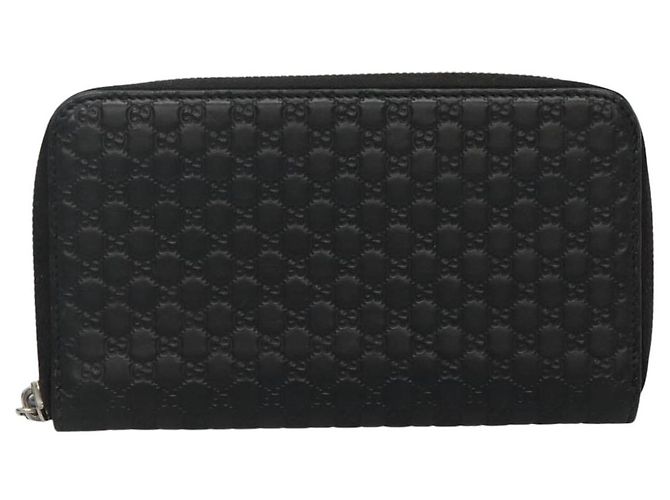 GUCCI Micro GG Canvas Guccissima Cartera Larga de Cuero Negra 544473 Auth am7738 - vista 13