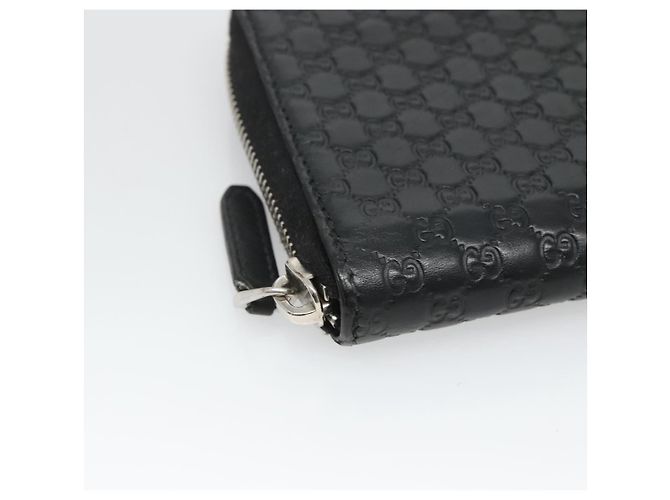 GUCCI Micro GG Canvas Guccissima Cartera Larga de Cuero Negra 544473 Auth am7738 - vista 14