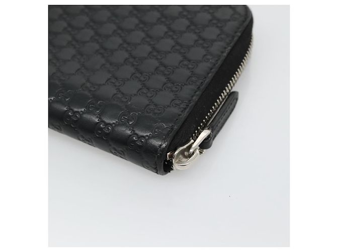 GUCCI Micro GG Canvas Guccissima Cartera Larga de Cuero Negra 544473 Auth am7738 - vista 15