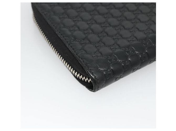 GUCCI Micro GG Canvas Guccissima Cartera Larga de Cuero Negra 544473 Auth am7738 - vista 16