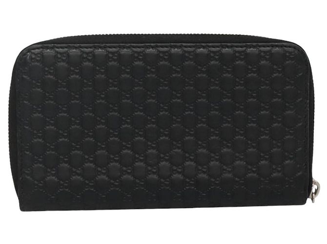 GUCCI Micro GG Canvas Guccissima Cartera Larga de Cuero Negra 544473 Auth am7738 - vista 2