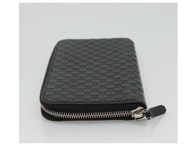 GUCCI Micro GG Canvas Guccissima Cartera Larga de Cuero Negra 544473 Auth am7738 - vista 3