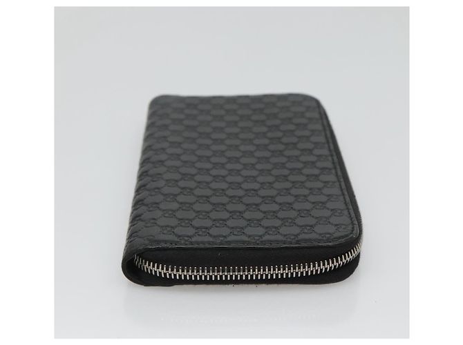 GUCCI Micro GG Canvas Guccissima Cartera Larga de Cuero Negra 544473 Auth am7738 - vista 4