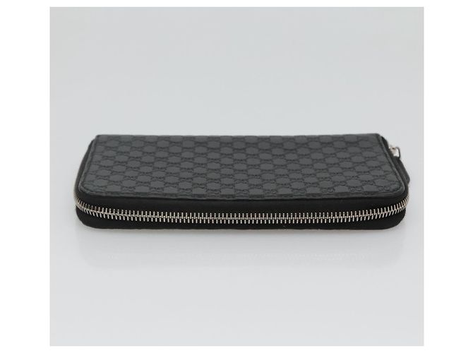 GUCCI Micro GG Canvas Guccissima Cartera Larga de Cuero Negra 544473 Auth am7738 - vista 5