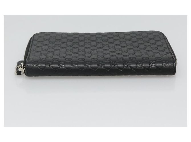 GUCCI Micro GG Canvas Guccissima Cartera Larga de Cuero Negra 544473 Auth am7738 - vista 6