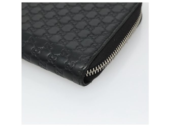 GUCCI Micro GG Canvas Guccissima Cartera Larga de Cuero Negra 544473 Auth am7738 - vista 7