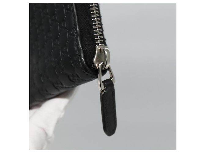 GUCCI Micro GG Canvas Guccissima Cartera Larga de Cuero Negra 544473 Auth am7738 - vista 8