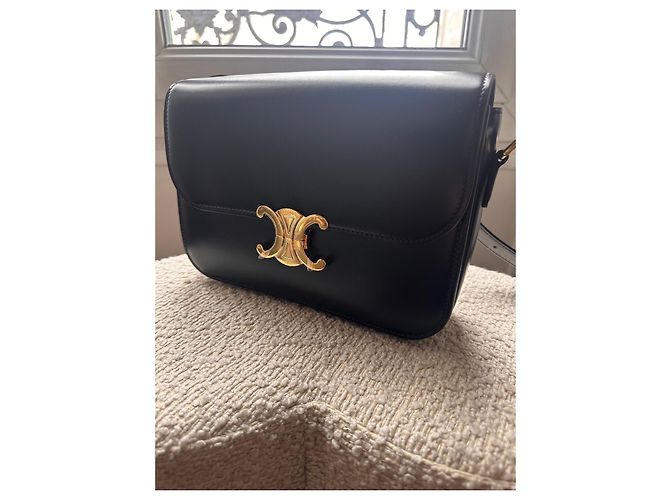 Classic Box Borsa Céline Triomphe in pelle nera Nero - vista 3