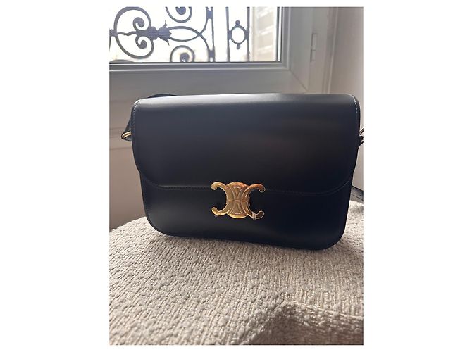Classic Box Borsa Céline Triomphe in pelle nera Nero - vista 4