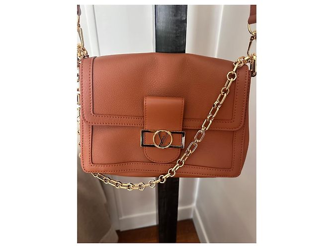 Citadines Louis Vuitton Borsa Dauphine Soft MM Pelle Camel Cammello - vista 13