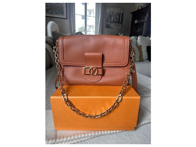 Citadines Louis Vuitton Borsa Dauphine Soft MM Pelle Camel Cammello - vista 2