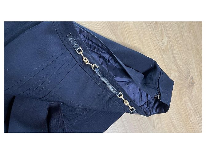 Falda de lana plisada azul marino Céline - vista 3