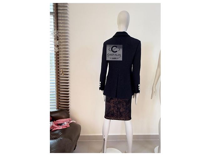 Chanel Neue Ikonische La Pausa Shimmer Tweed Jacke 36 FR Marineblau - Ansicht 12
