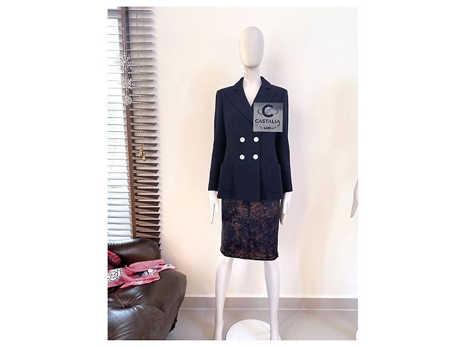 Chanel Neue Ikonische La Pausa Shimmer Tweed Jacke 36 FR Marineblau - Ansicht 8