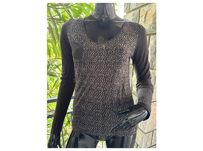 Autre Marque T-shirt nera a maniche lunghe con libellula in strass Nero - vista 2