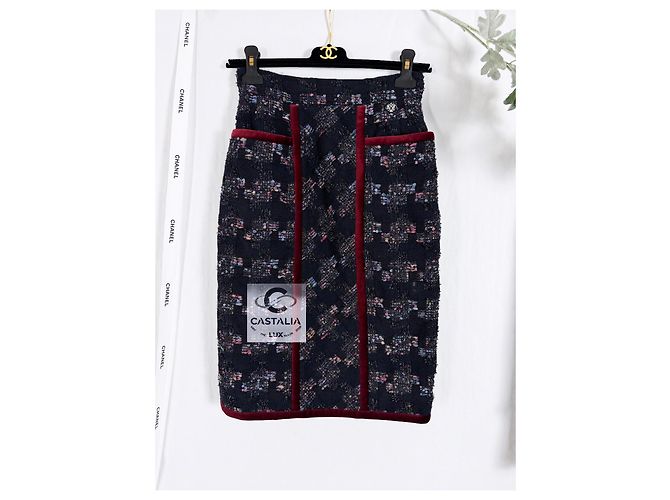 Chanel Falda de tweed Lesage estilo Keira Knightley 34 FR Negro - vista 2