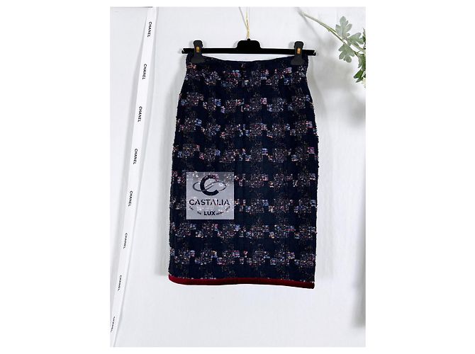 Chanel Falda de tweed Lesage estilo Keira Knightley 34 FR Negro - vista 6