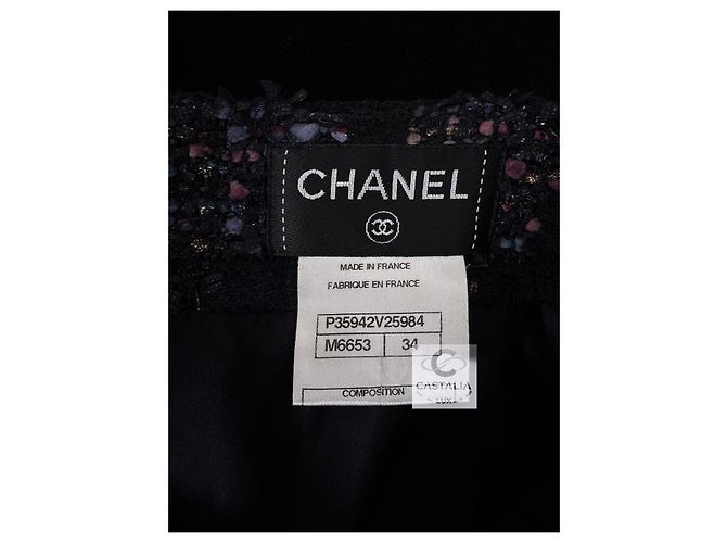 Chanel Falda de tweed Lesage estilo Keira Knightley 34 FR Negro - vista 8