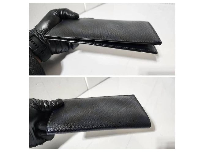 Portafoglio lungo bi-fold Burberry Cavendish blu navy/nero - vista 4