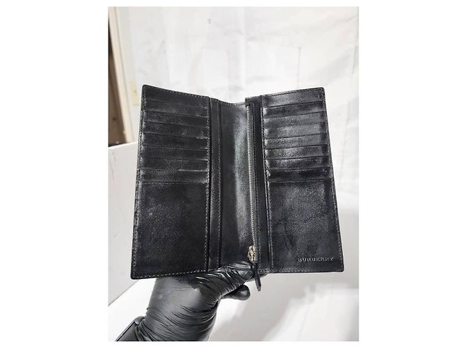 Portafoglio lungo bi-fold Burberry Cavendish blu navy/nero - vista 7