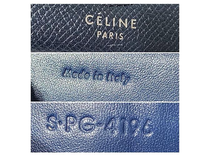 Céline CELINE Cartera multifuncional pequeña de piel de ternera granulada azul marino - vista 10